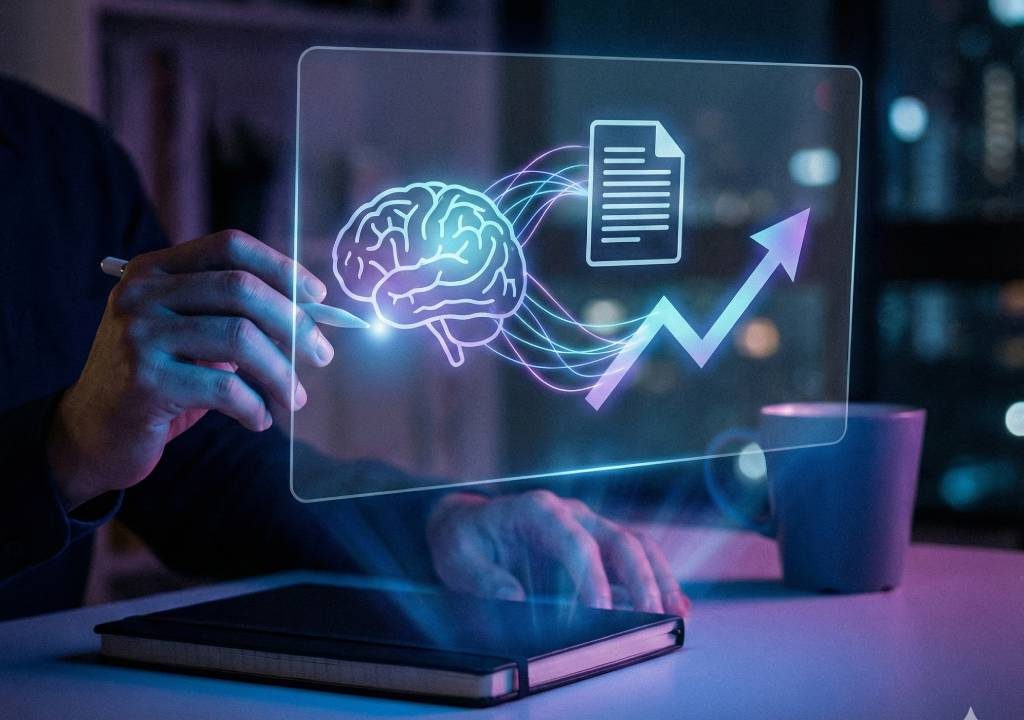 Student using AI essay writers on laptop to boost productivity and finish assignment