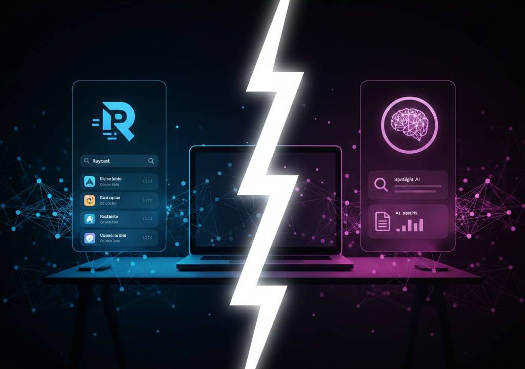 Best AI for Mac users Raycast vs Spotlight AI comparison dashboard 2026
