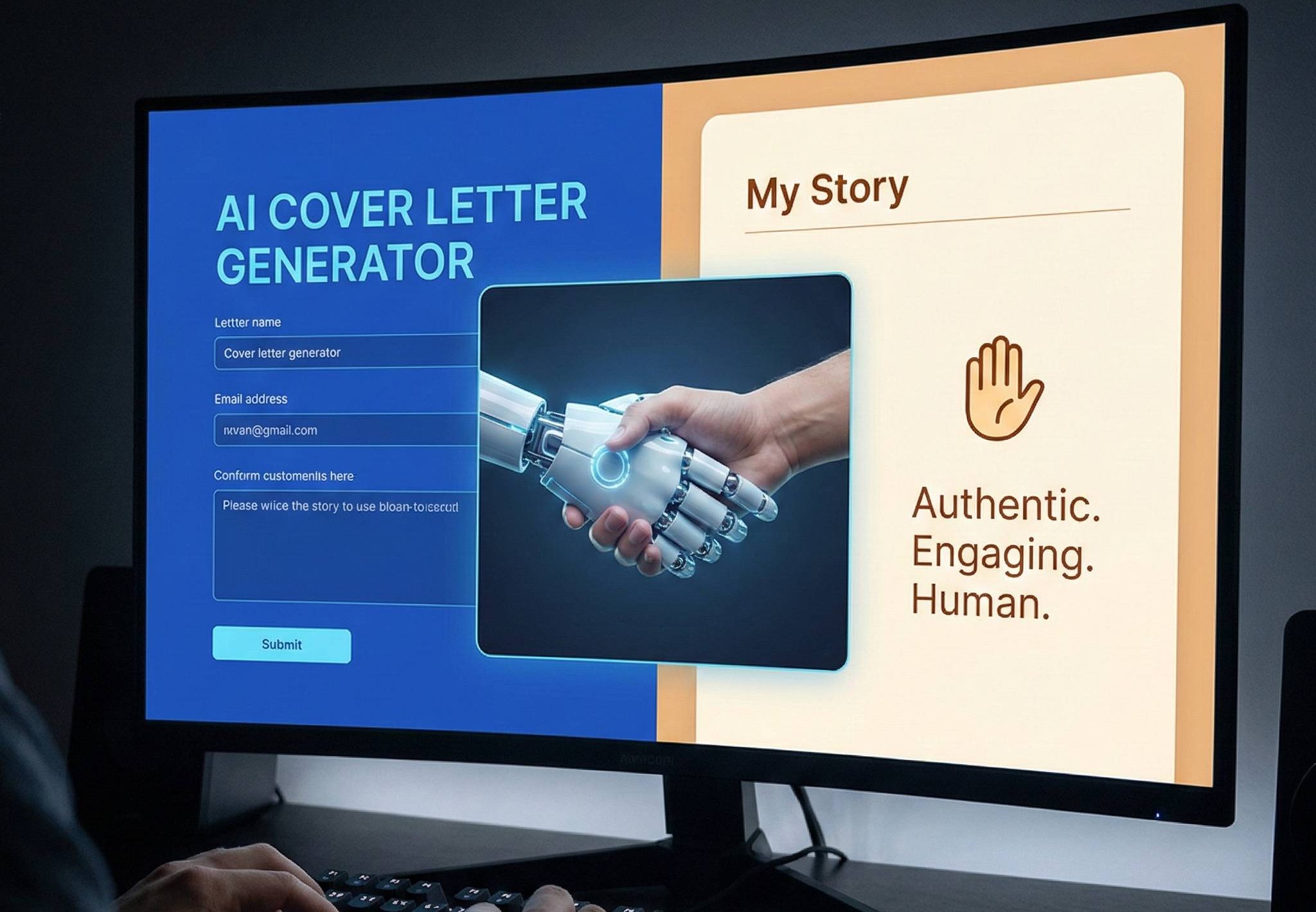 AI cover letter generator interface creating natural-sounding professional letter
