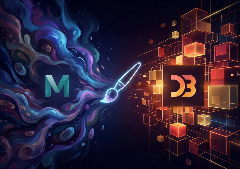 Side-by-side comparison Midjourney vs DALL-E 3 generated website hero image