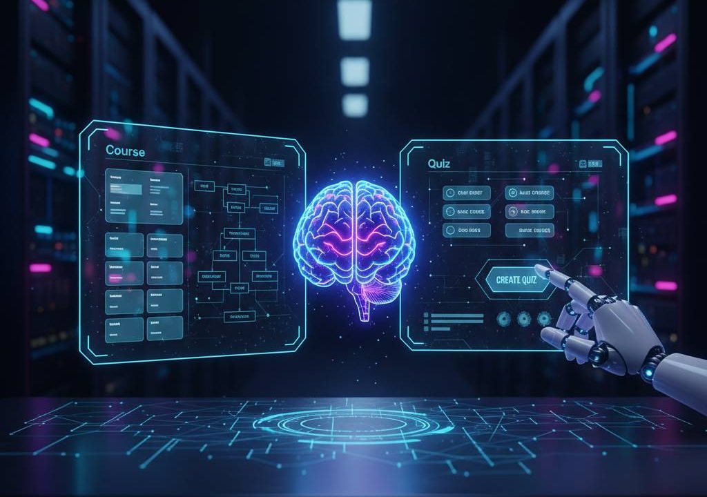 Teacher creating an engaging quiz using AI quiz maker dashboard