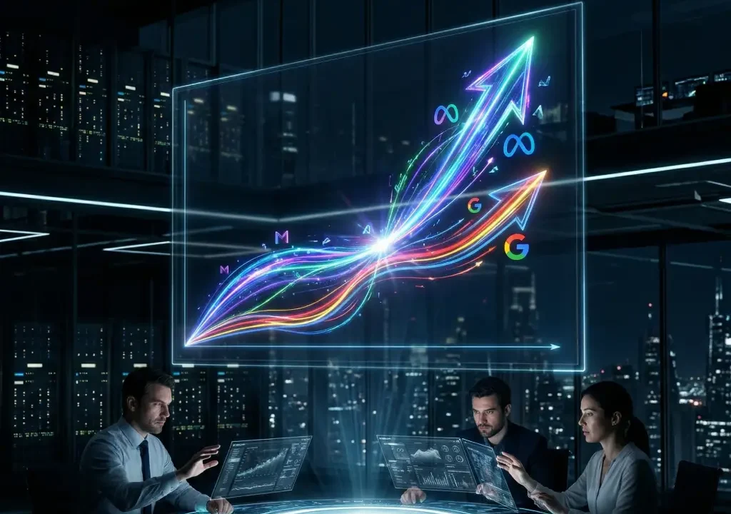 meta surpass google digital ad revenue 2026 forecast chart showing revenue projections